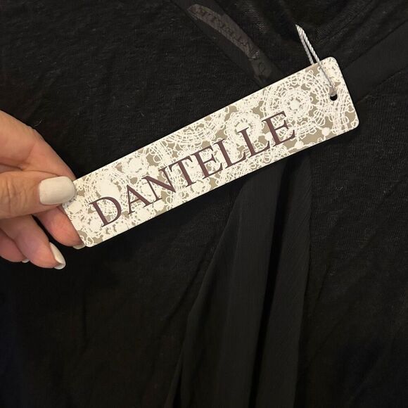 Dantelle Tunic Women 1x Sheer cut out Black Rayon linen boho whimsigoth goth NWT - Picture 12 of 13